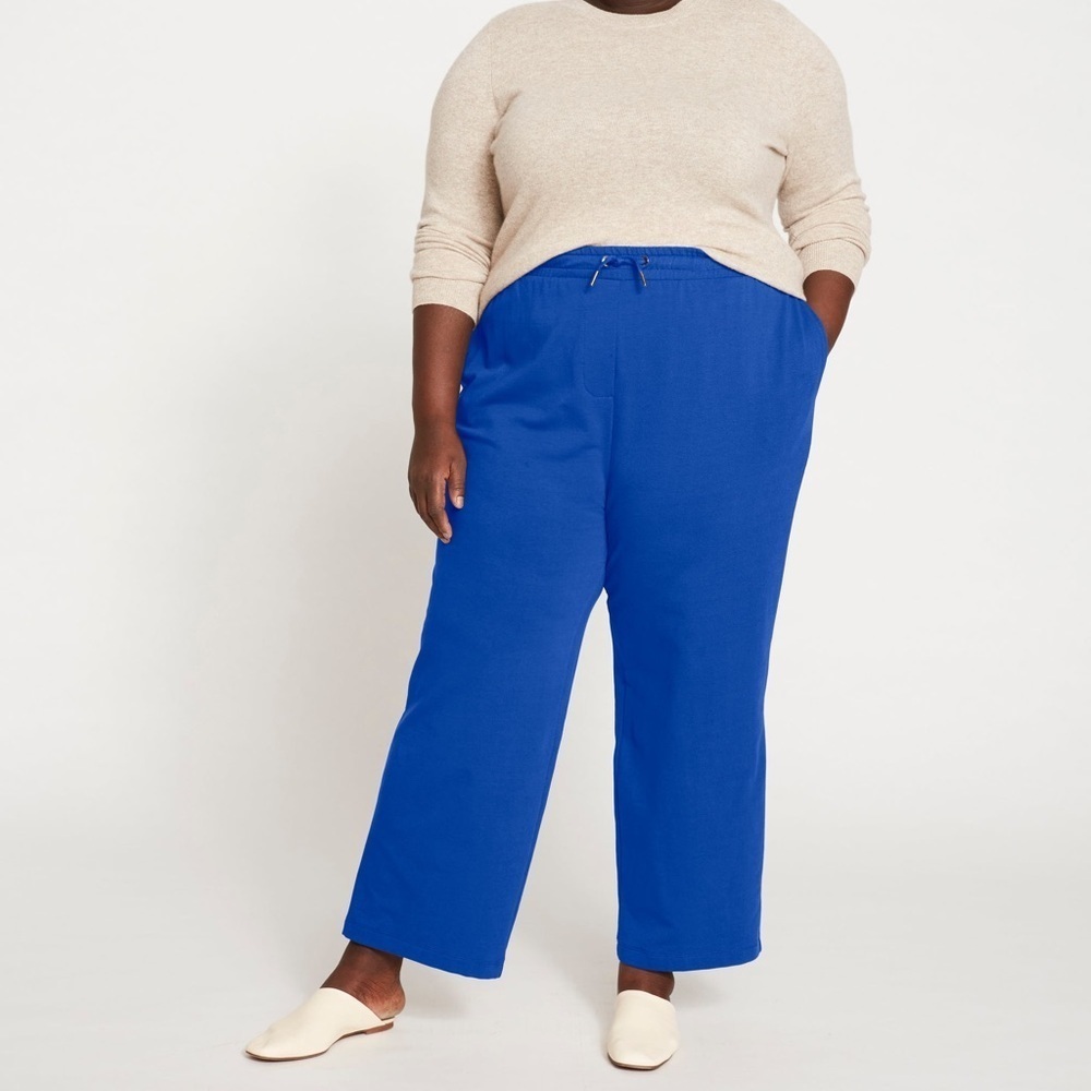 NWT Universal Standard Highbridge Wide Leg Drawstring Sweatpants Lapis sz 4XS